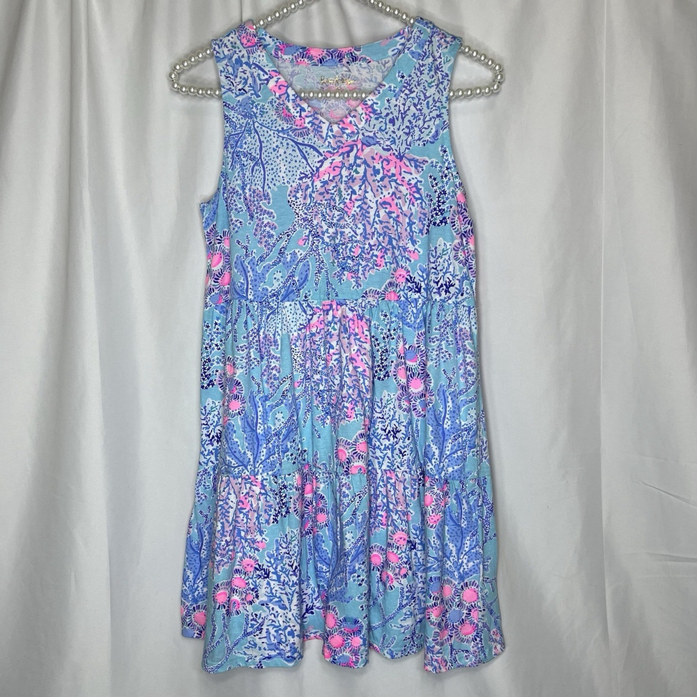 LILLY PULITZER Girls Mini Lorina Dress Now You Sea Me XL (12-14) Beach Summer